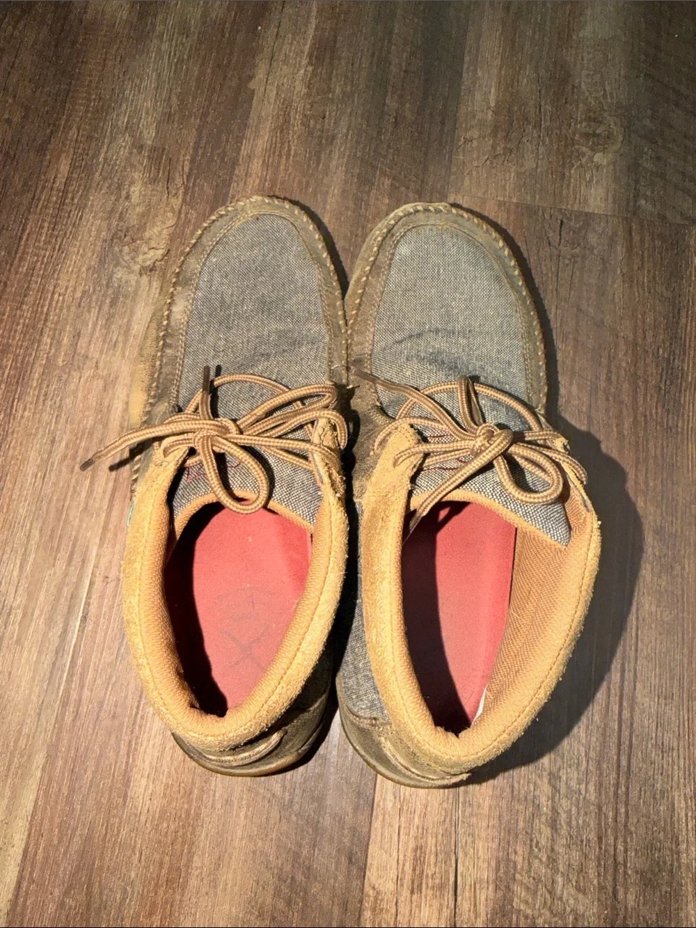 Twisted X Mens Driving Moc Chukka Brown Grey Leather EcoTWX Shoes Size 10.5W